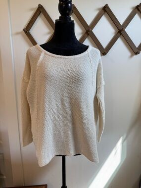 Cream Textured Boatneck Women’s Sweater